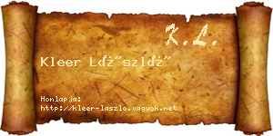Kleer László névjegykártya